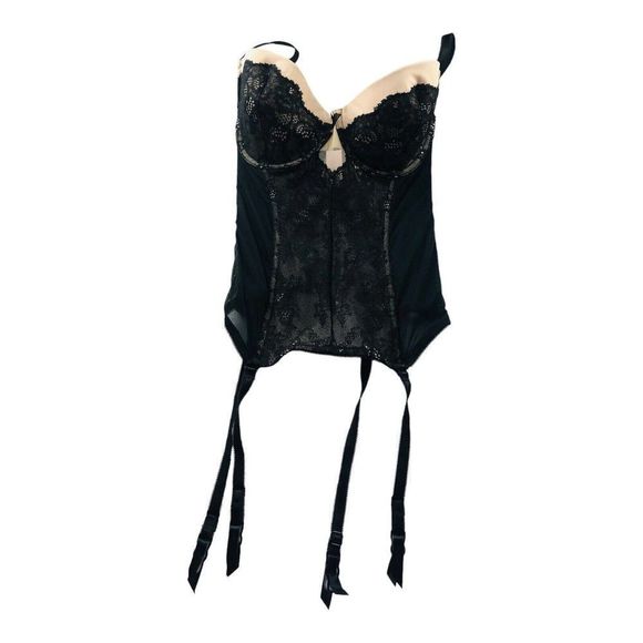 2067 Victoria Secret 34D Cami Chemise Dress Lingerie Push Up Bra Lace Bows - Picture 1 of 6